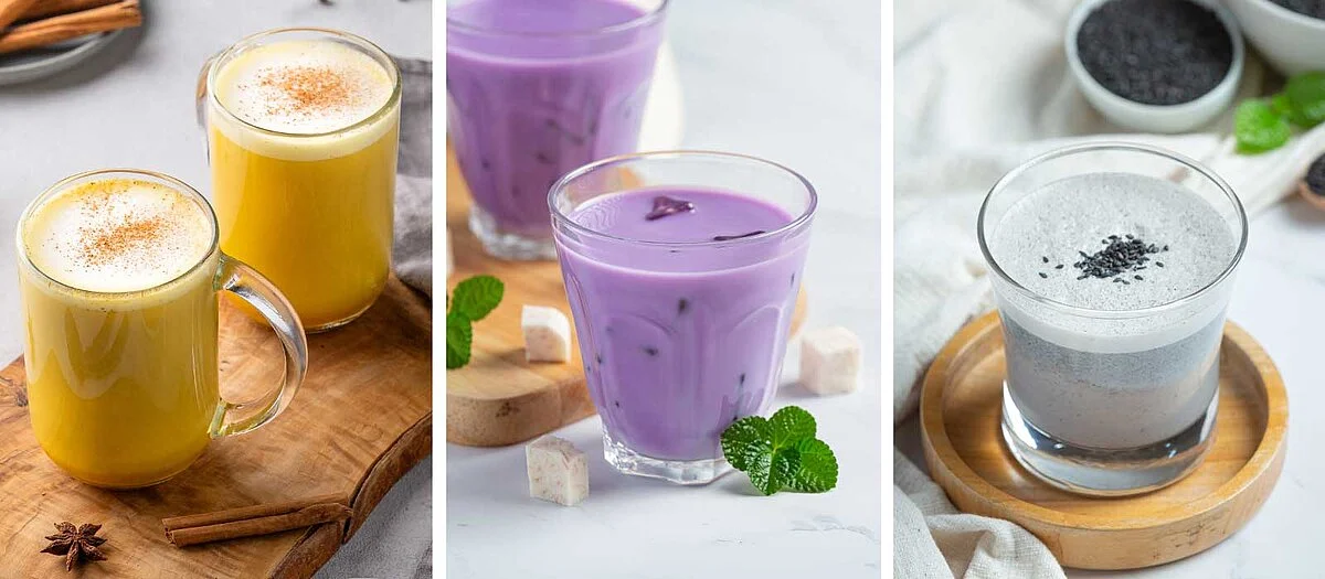 tasse de golden, d'ube et de sésame