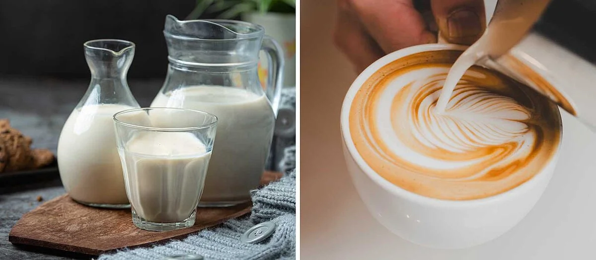 latte art - pot et verre de lait