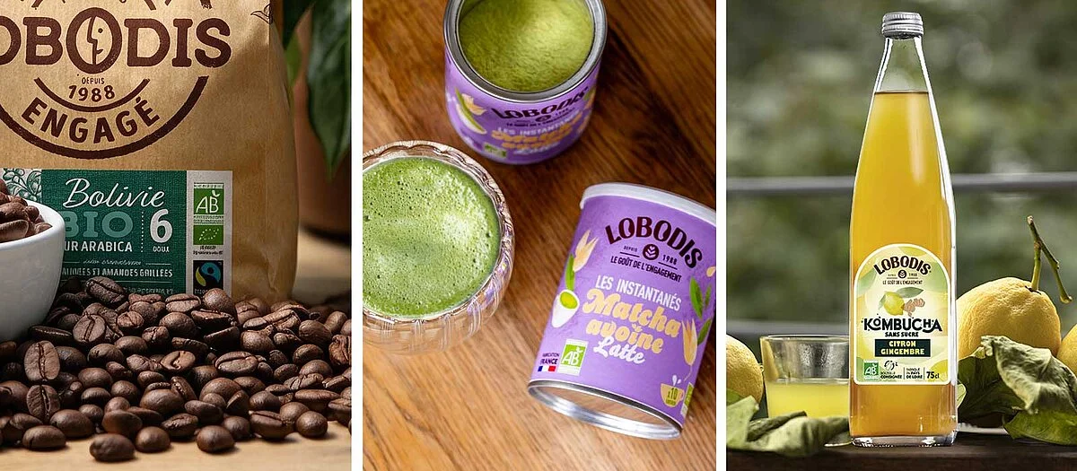 café grain, matcha latte, kombucha Lobodis : tous des produits Bio
