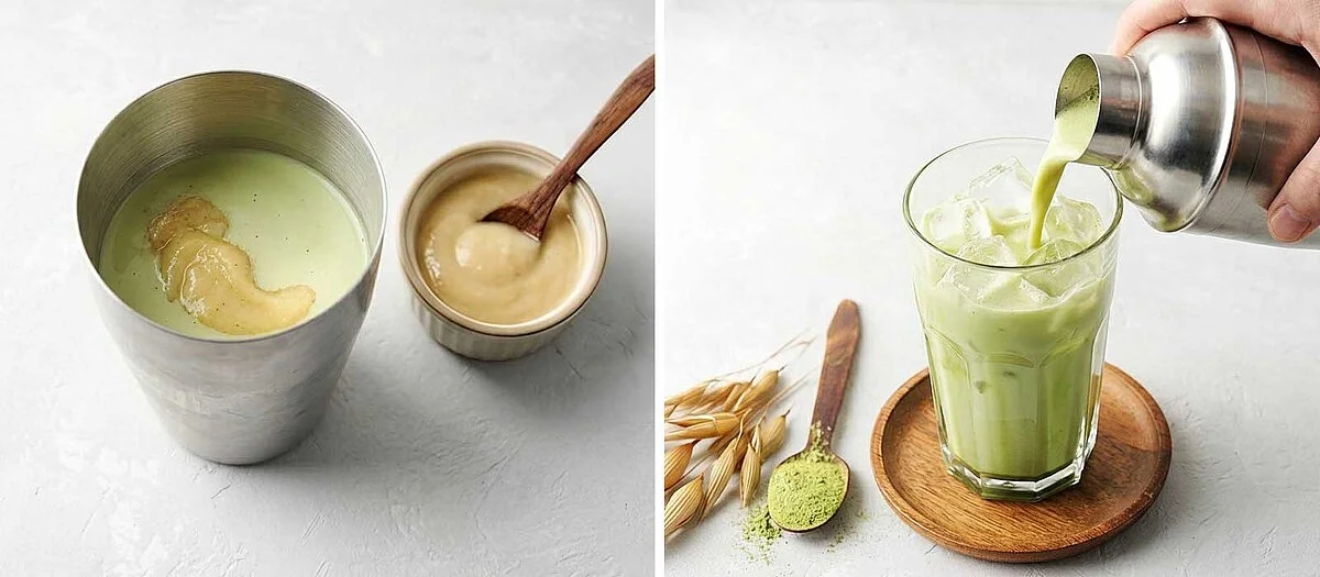 les étapes de la recettes lobodis matcha banana