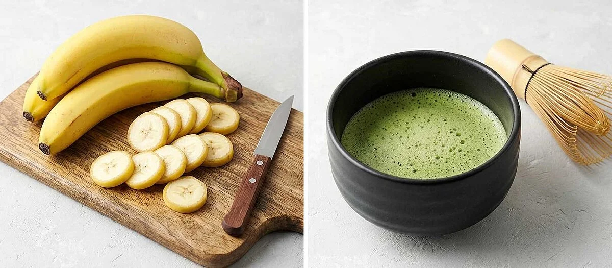 de la banane et du matcha pour la recette de lobodis